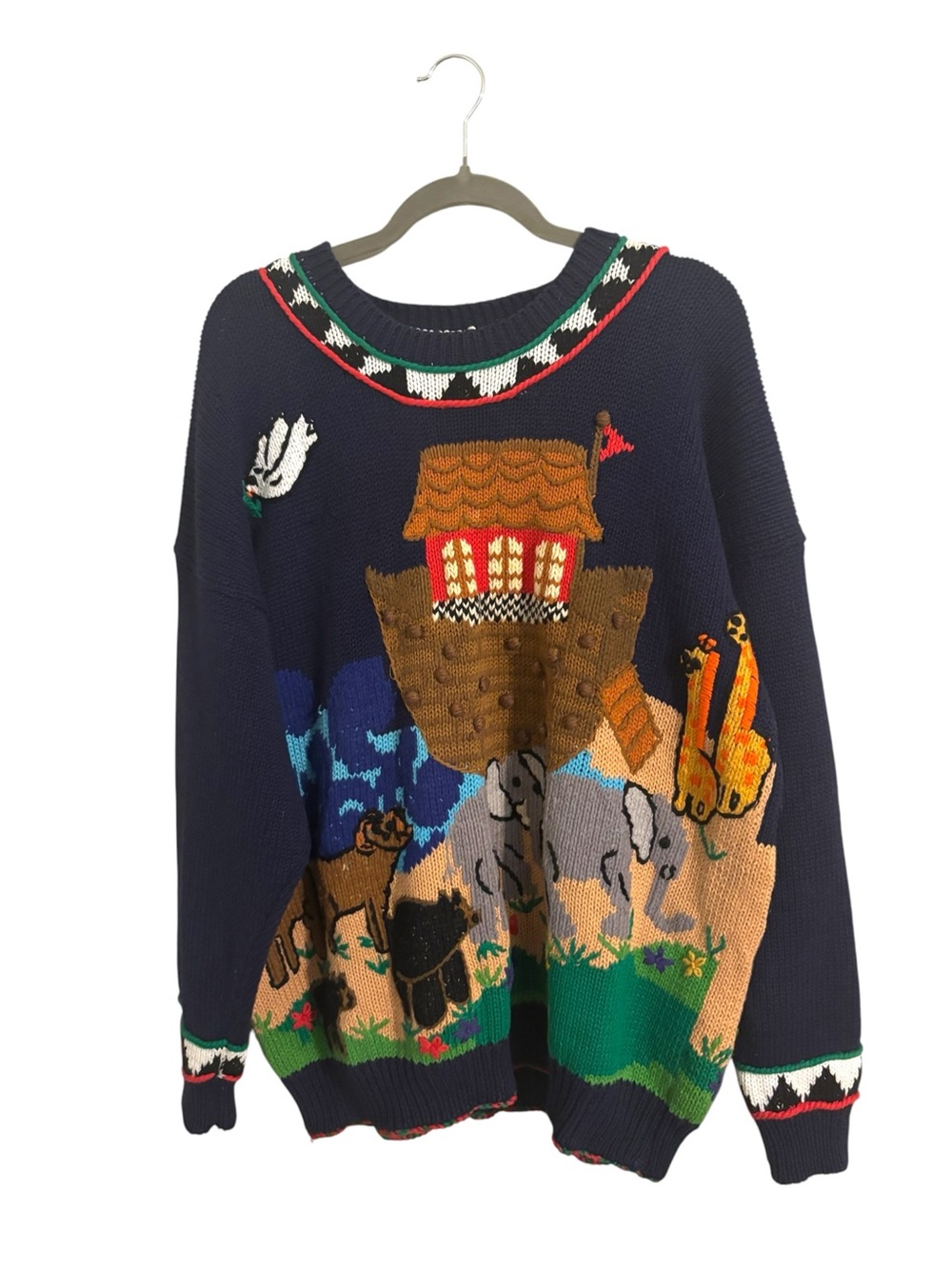 Vintage Is Knit Cute! Noah’s Ark Animal Knit Pullover Sweater Size 3